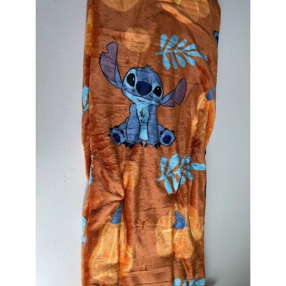 Disney Stitch Halloween Plush Throw Blanket Pumpkin Orange  50 X 70” Autumn Fall - Picture 8 of 12